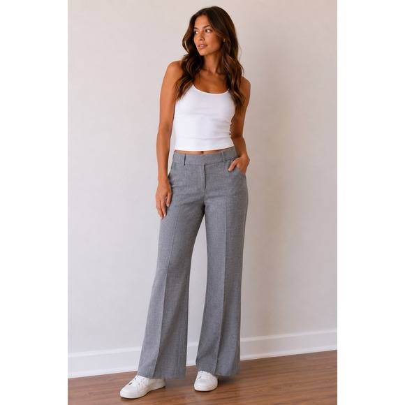 Ann Taylor Pants - Ann Taylor Grey Straight Leg Dress Pants Size 12 Professional Workwear Trousers